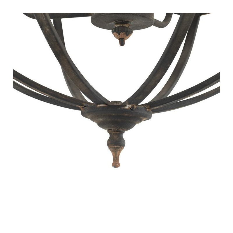 Antique Black Iron 4-Light Orb Chandelier, 22-Inch Vintage Hanging Ceiling Light