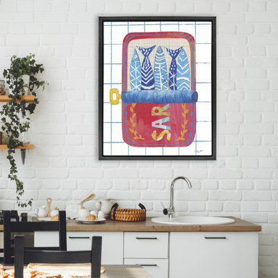 Silly Sardines Red Tin Floating Frame, design by Courtney Prahl