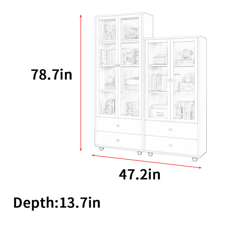 Armoire de rangement moderne Modern Leisure, Beige, (3 tablettes) H 78,7 po x l 47,2 po x P 13,7 po