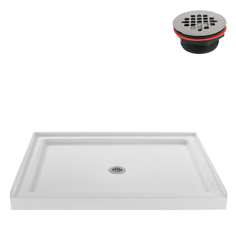 Base de douche rectangulaire en acrylique l 48 po x P 36 po, bonde en ABS incluse