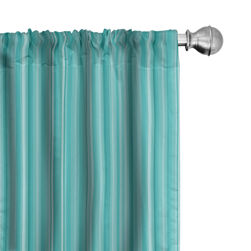 Lines Geometric Semi-Sheer Rod Pocket Sliding Panel, 28" x 95", Turquoise