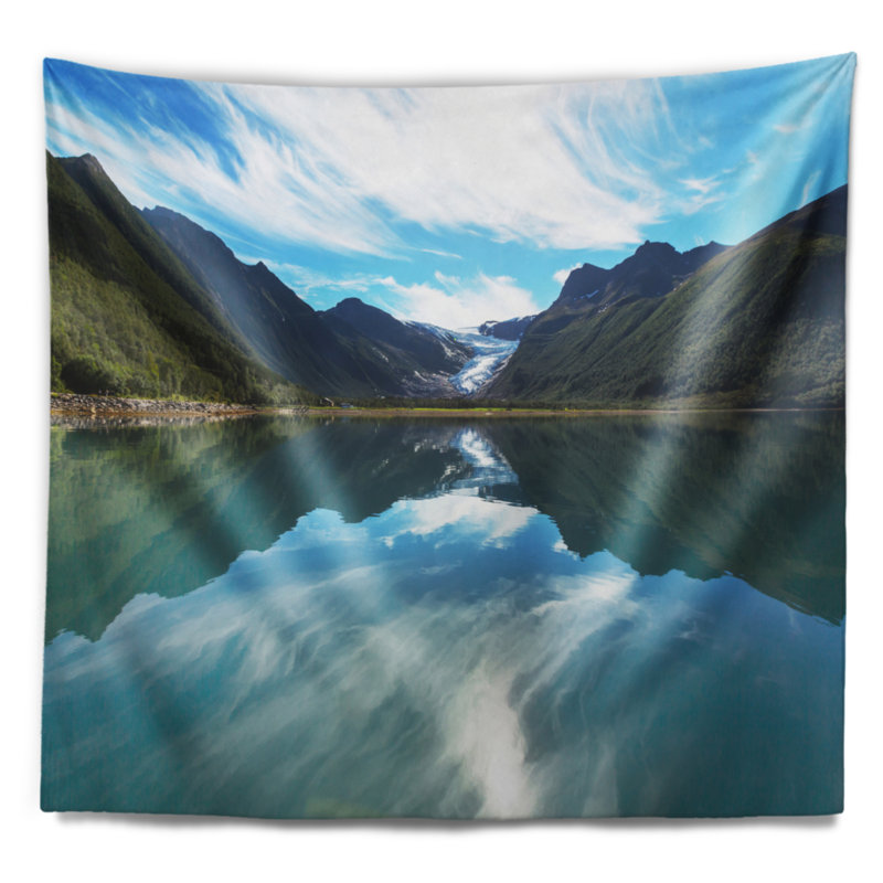 Tapisserie glacier en norvège paysage svartisen, H 32 po x l 39 po