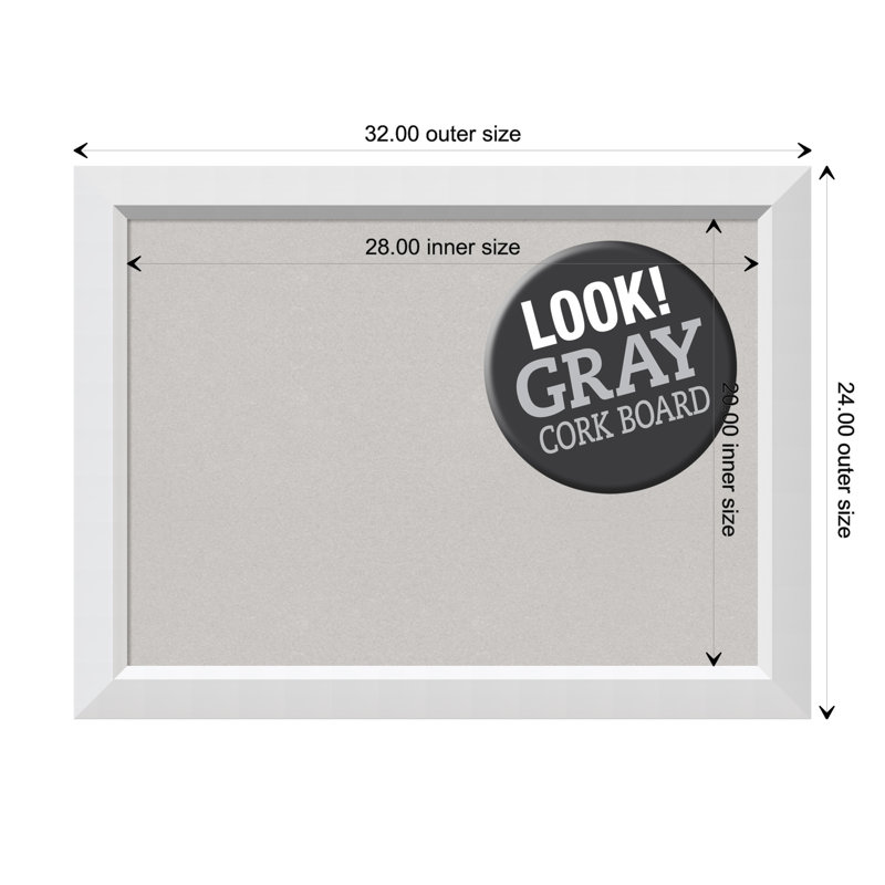 Babillard mural en liège blanc Blanco, H 23,63 po x l 31,63 po x P 1,38 po, Gris