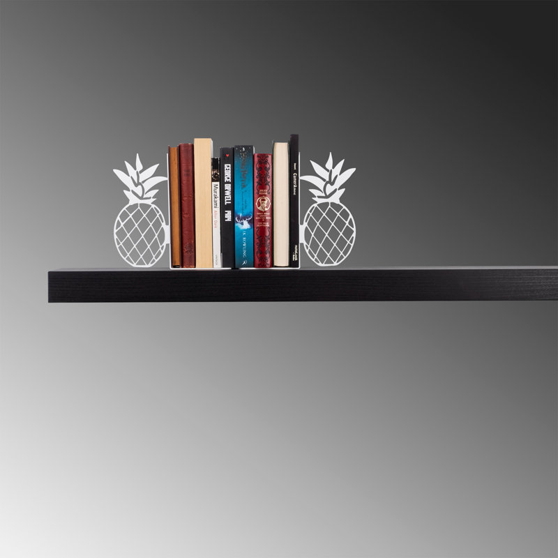 Serre-livres en métal durable, blanc, 11,8 po x 4,7 po x 7,3 po | Fabrication 100% métal, épaisseur: 0,05 pouce | Idéal pour organiser des livres et des magazines, design élégant pour la maison et le bureau