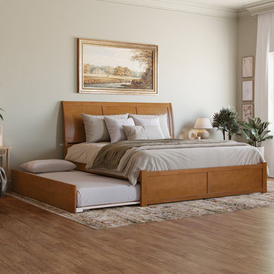 Portland Solid Wood Platform Bed with Panel Footboard and Trundle