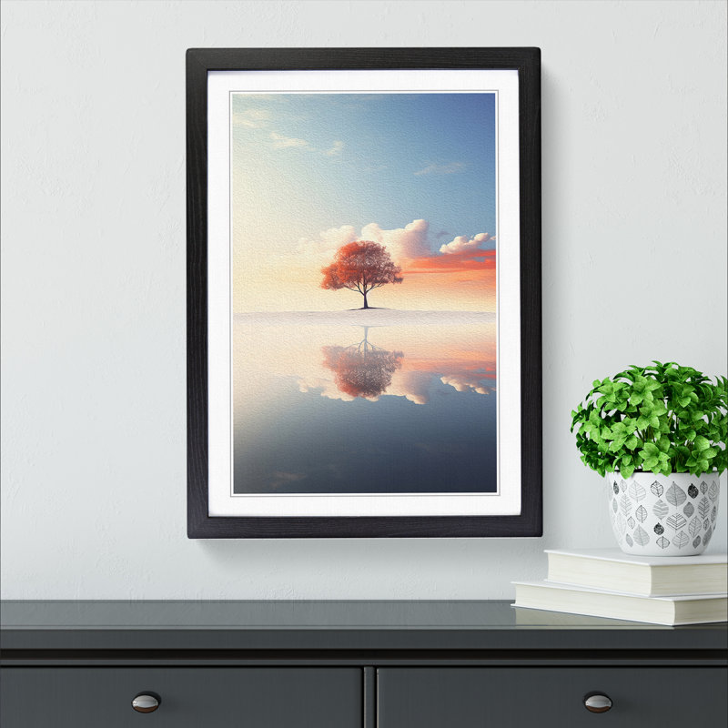 Landscape Minimalism Art - Framed Print, 34cm H x 25cm W, Black Framed