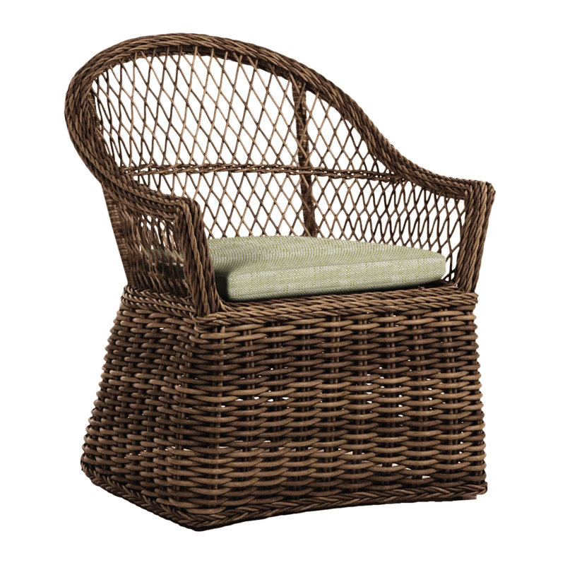Fauteuil d'extérieur en résine tressée Soho N-Dura, InsideOut® Rollo ‑ lin Chambray, Pas de soudure, Raphia