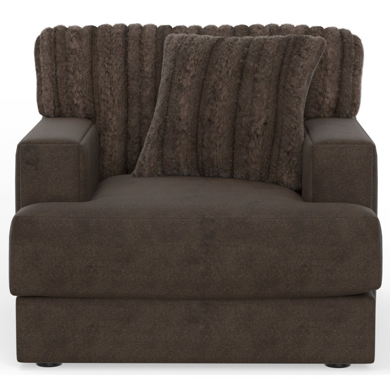 Chaise Jahaira avec tissu en fausse fourrure ultra doux et assise coussinée Cuddler, Polyester brun