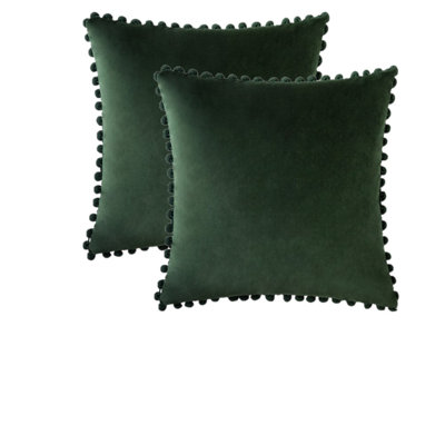 Fringed Velvet Reversible Throw Pillow