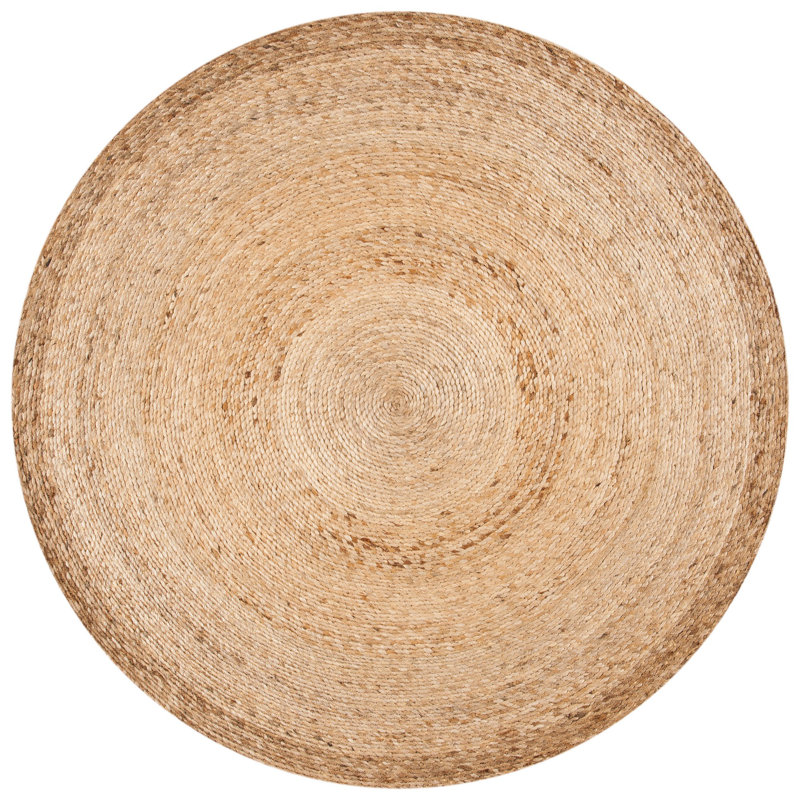 Varuna Natural Fiber Hand Woven Jute Solid Color Rug, Round 5'