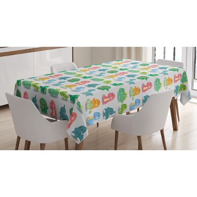 Jurassic Tablecloth, Colorful Dinosaur Pattern Beast Fantasy Primeval Times Happiness, Rectangular Table Cover For Dining Room Kitchen Decor, 52"" X 70 -  East Urban Home, B25AE2D2391A4BBC956EEE4A77D9BD95