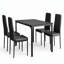 Ensemble de table de salle à manger 4 personnes en bois massif avec chaises en cuir et conception peu encombrante-1370844448