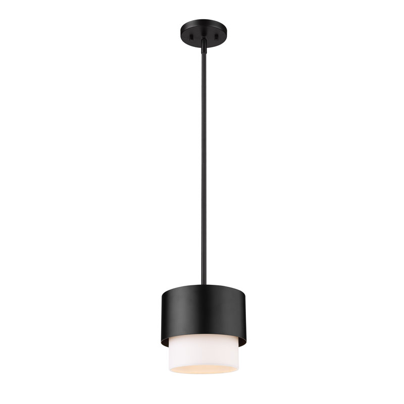 Azailya 1-Light Dimmable Shaded Pendant, Matte Black, 87.75" H x 7.25" W x 7.25" D