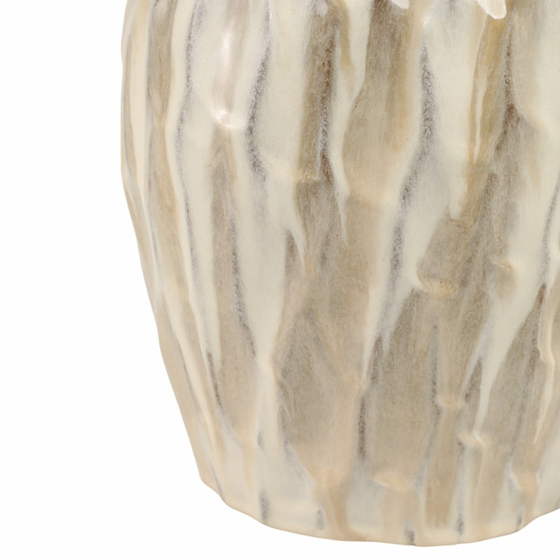 Terracotta Vase With Textured Carved Design Decorative Modern Accent Piece