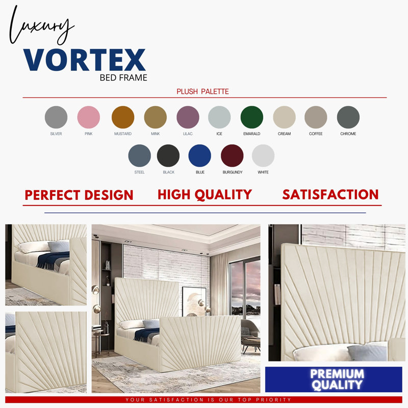 Buckingham Chesterfield Velvet Upholstered Bed Frame - Deep Button, Sprung Slats, Cream, Double (4'6)