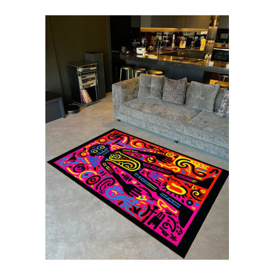 Tapis décoratif multicolore lavable