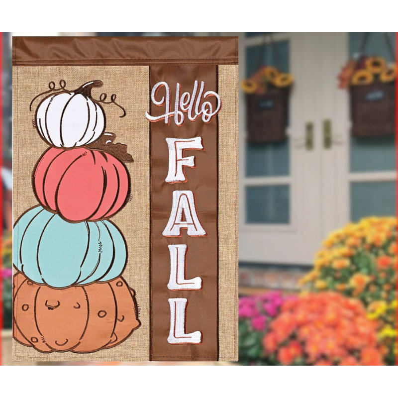 Garden Flag Pumpkins Hello