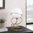 Table Lamp, White Glass Globe, 4 Spiral Ring Accented Base 14 Inch