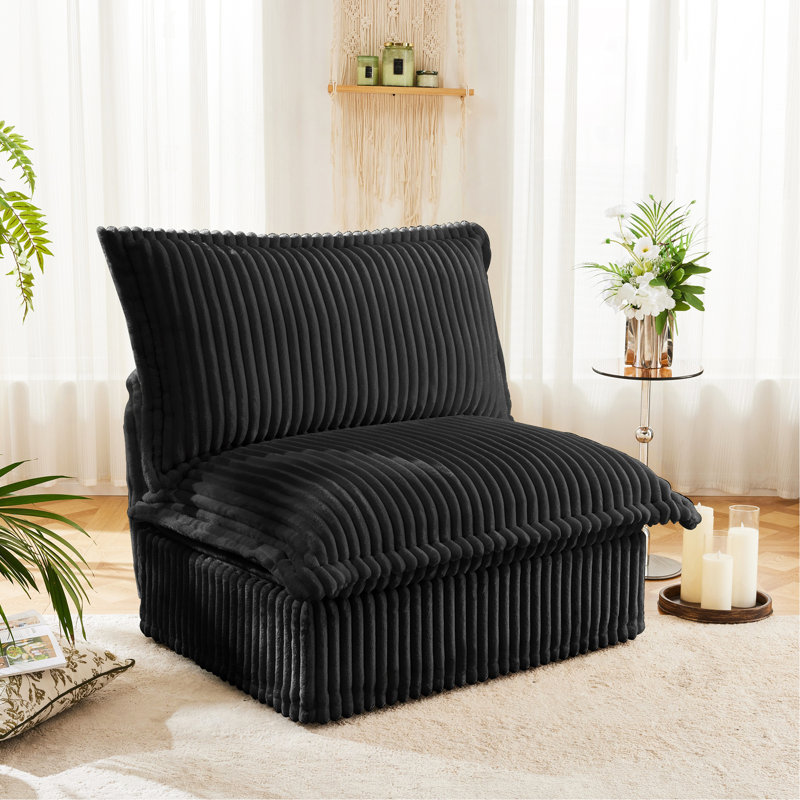 Koala Armless Sofa - Black, Black Corduroy