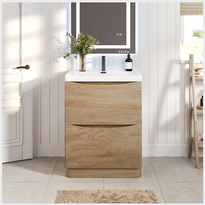 Firkins Modern 24" Single Bathroom Vanity Set, White Oak