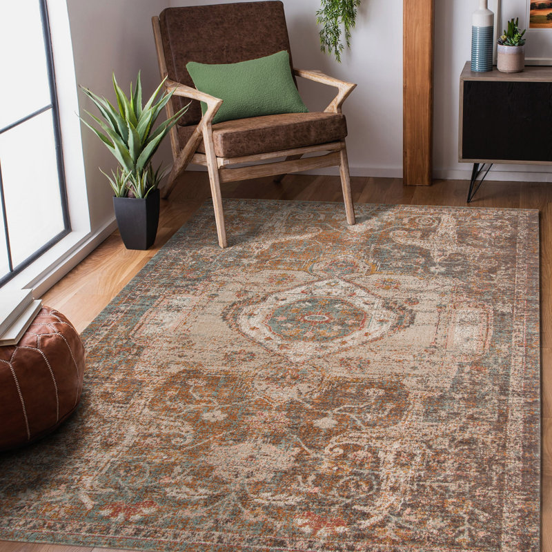 Tapis Kinsley Vintage Boho à médaillon vieilli, Rectangle 2 pi 2 po x 3 pi