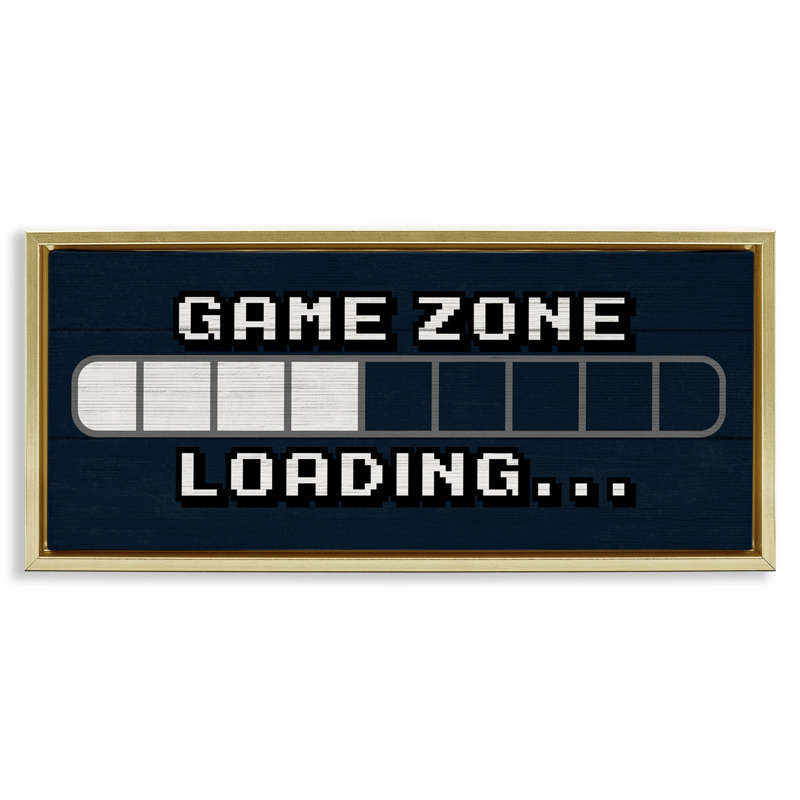 Game Zone Loading Pixels, Metallic Gold Floater Frame, 11" H x 25" W