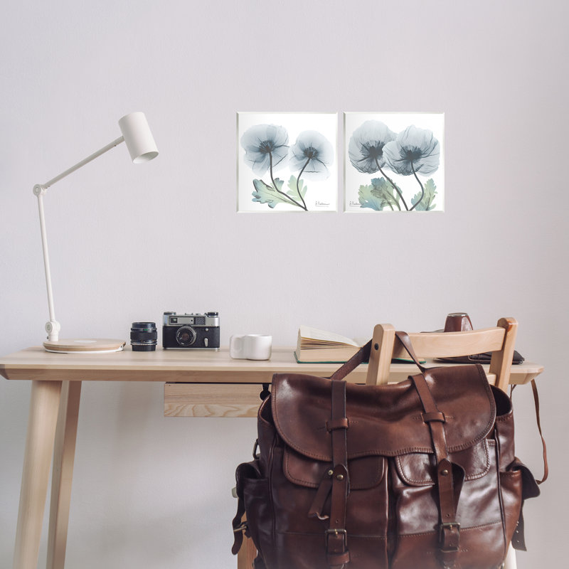 Ensemble de 2 plaques murales Luminous Sapphire Florals, design par Albert Koetsier