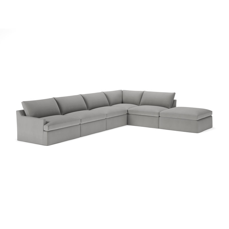 Canapé modulaire 6 pièces Wrenley, Toile gris clair Bayou, Orienté à droite