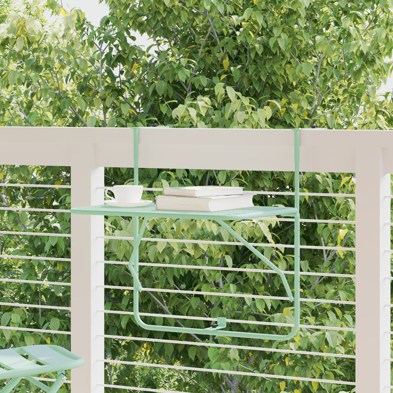 Balcony Table Metal Medium Collapsible Patio Table,  Mint Green