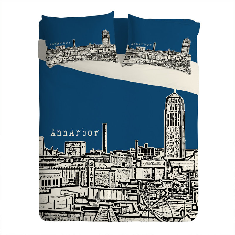 Bird Ave Ann Arbor Pillowcase, Navy, Standard