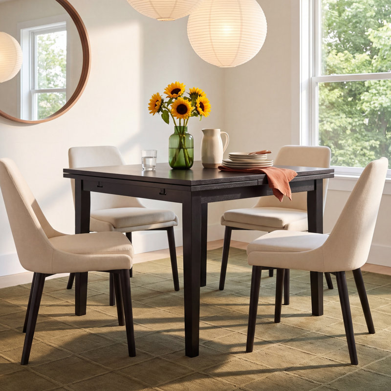 Arizona 69.5 " Extendable Rectangular with Solid Wood Base Dining Table, Black