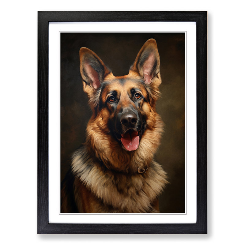 German Shepherd Symbolism - Framed Print, Black, 46cm H x 34cm W x 2cm D