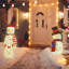 Décorations de Noël en forme de pile de bonhomme de neige de Noël avec 90 lumières à DEL jaune chaud, 8 modes d'éclairage et une conception résistante aux intempéries