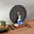 Ceramic Buddha Statue With Circle LED Lamp For Home Décor-605359455