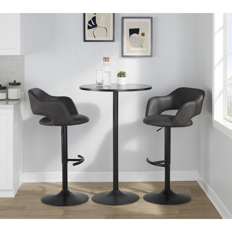 Lake Adjustable Bar Stools with Rounded T Footrest, Gray