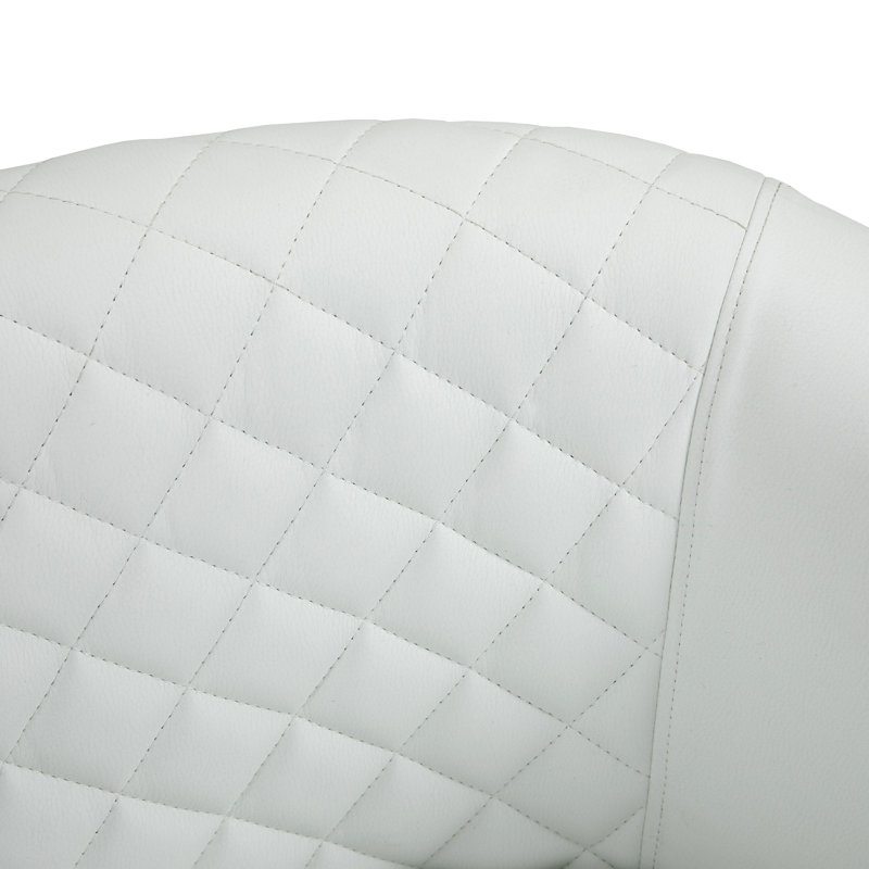 Fauteuil demi-tonneau capitonné en similicuir Edvardas, Similicuir blanc