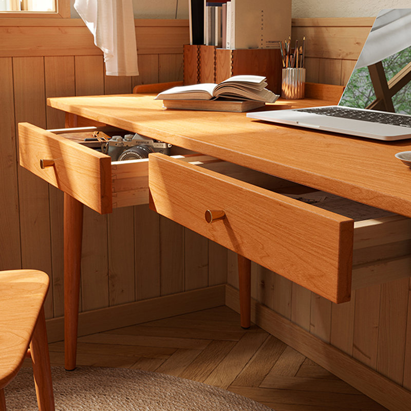 Cherry Rectangular Solid Wood desks, 29.53" H x 55.12" W x 24.41" D