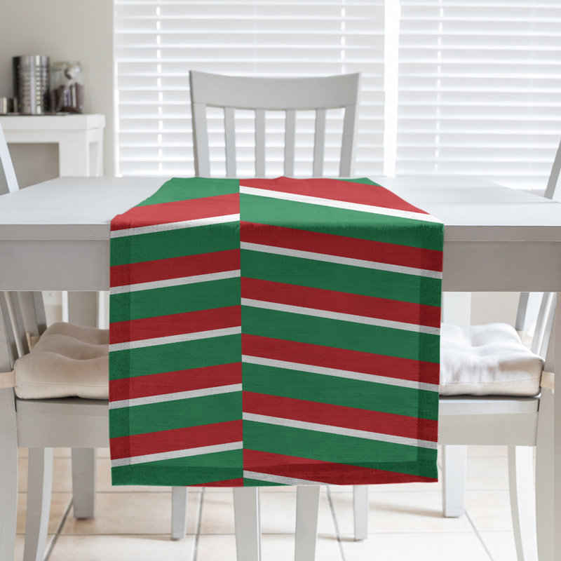 Festive Hol Festive Fractured Table Runner, 90" L x 16" W, Red/Green, Cotton blend