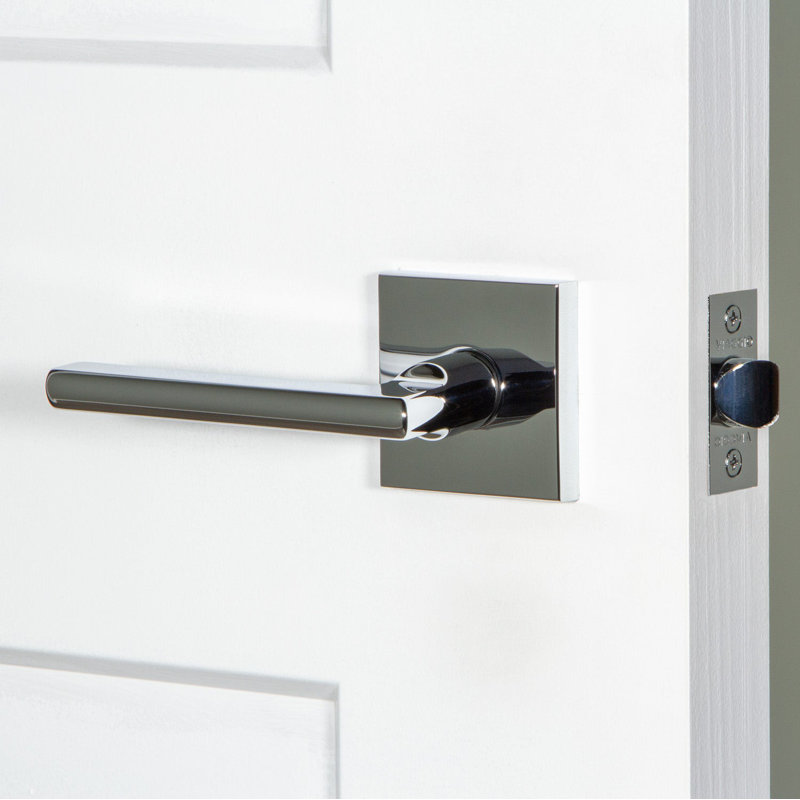 Viaggio Circolo Rosette Double Dummy, Bright Chrome, Square, Modern Industrial Lever Handle