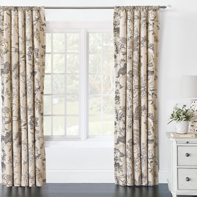 Edith 100% Cotton Room Darkening Curtain Single Panel, 48" W x 120" L