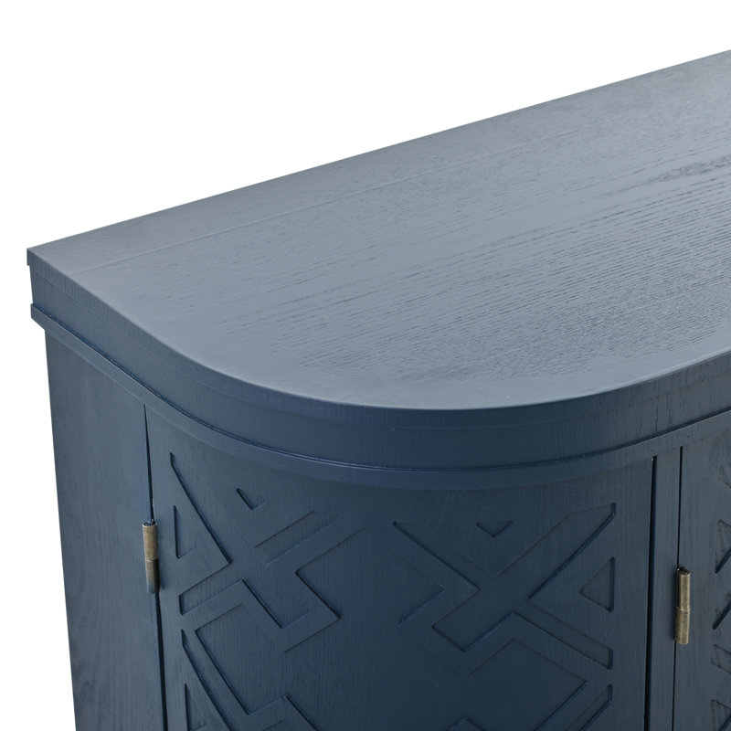 Buffet incurvé à quatre portes de 47,2 po avec trois tablettes, armoire de salle à manger et crédence Ceriyah , Bleu
