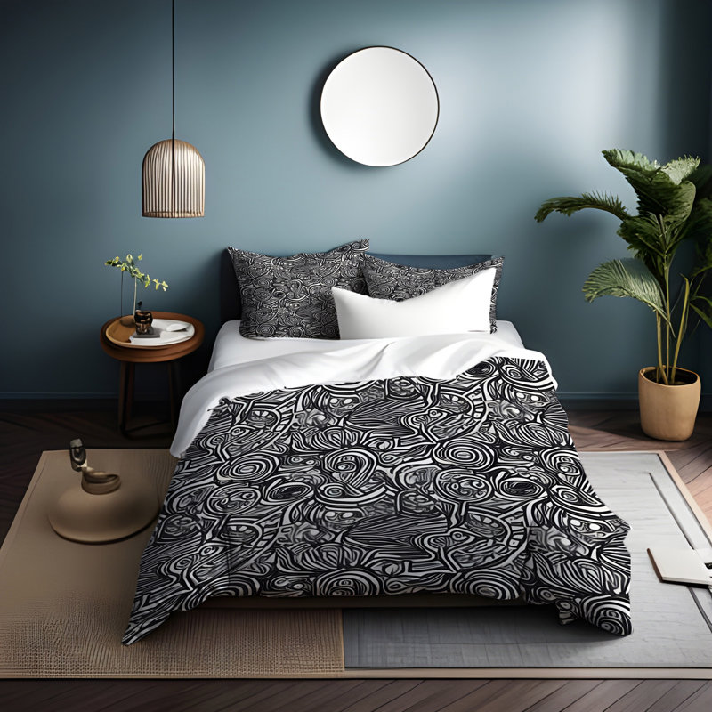 Ensemble de housse de couette, Housse de couette pour très grand lit et 2 très, Dark Abstract