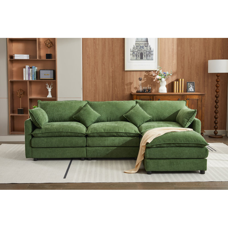 Canapé modulaire en chenille avec repose-pieds Bernfel