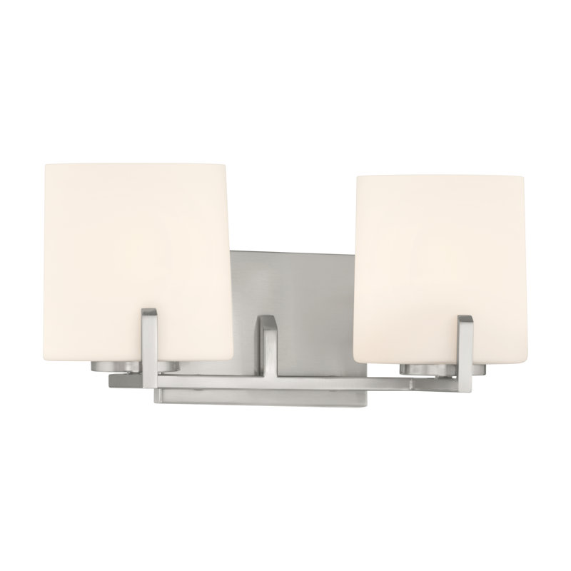 Meuble-lavabo 2 lumières Mirelle, H 7,5 po x l 16 po x P 6 po, Deux lumières, Nickel