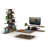 Mid Century Modern Entertainment Centre Tv Stand, 56 Inch Low, Walnut/, 4 Open Shelves Storage Modern, Wood-1575293806