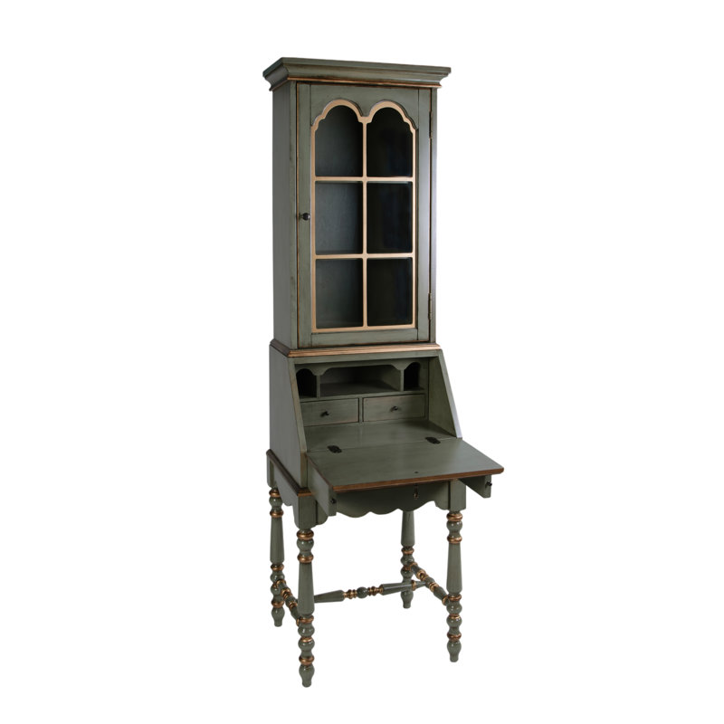 Gaen Secretary Desk with Hutch, Pastel Green