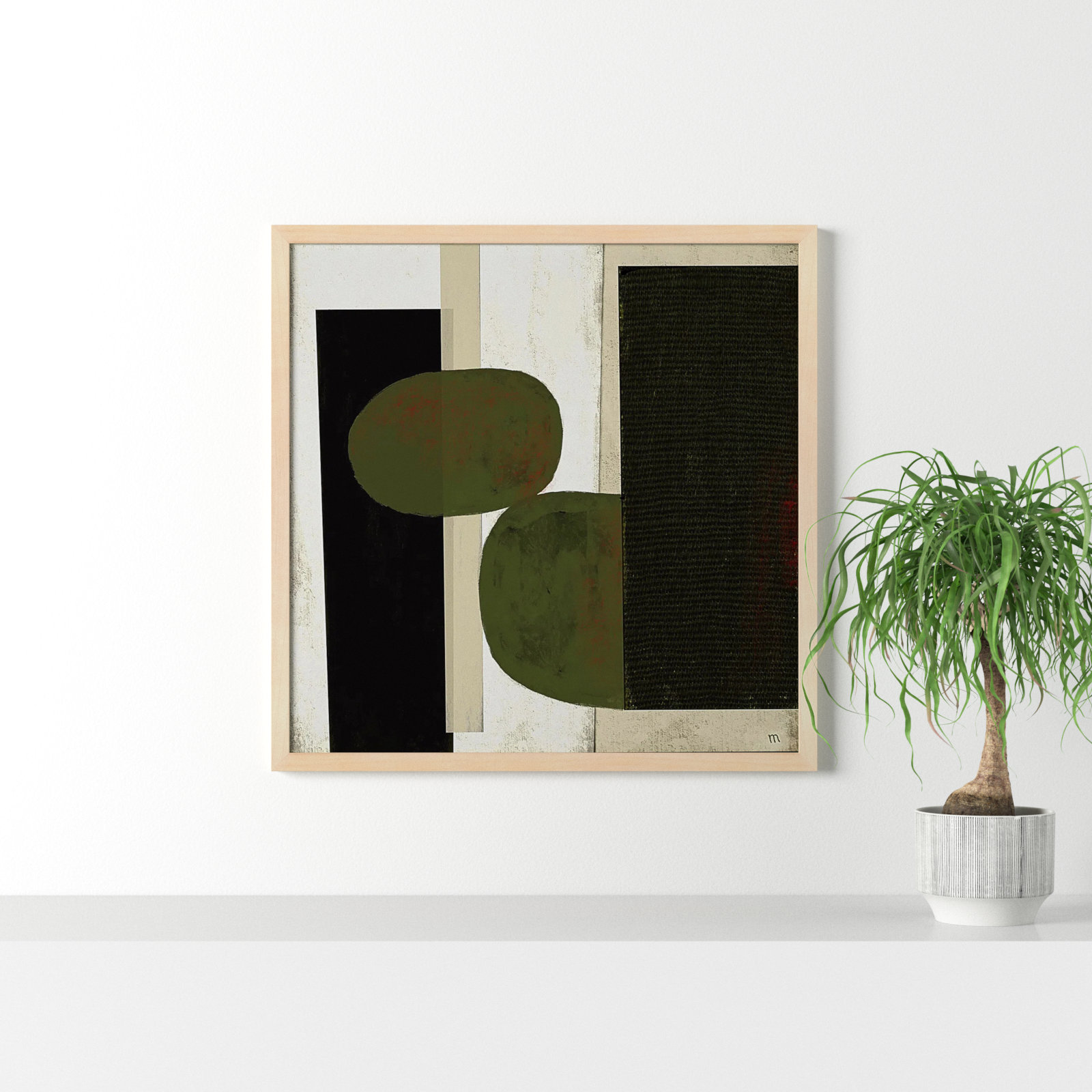 Collage 1 by StudioM, 36" H x 36" W x 1.25" D, Maple Framed Paper