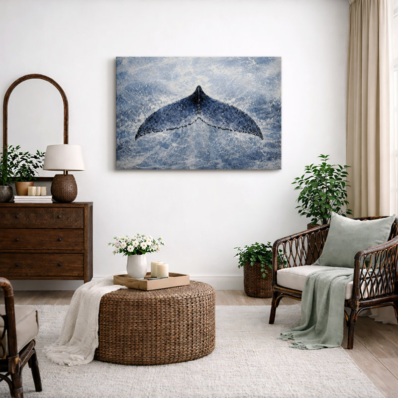 Whale Tail Ocean, Coastal Marine, photos de salon, impression sur toile encadrée, H 32 po x l 48 po x P 1,5 po, Toile tendue