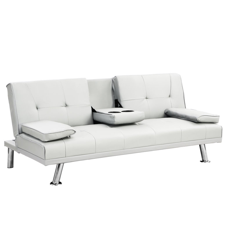 Grey Leather Bed, Armrest Addition, Stainless Leg, 7.09In Package Height, Compact For Home Storage Surface, 38.98In Width, Functional Any Area