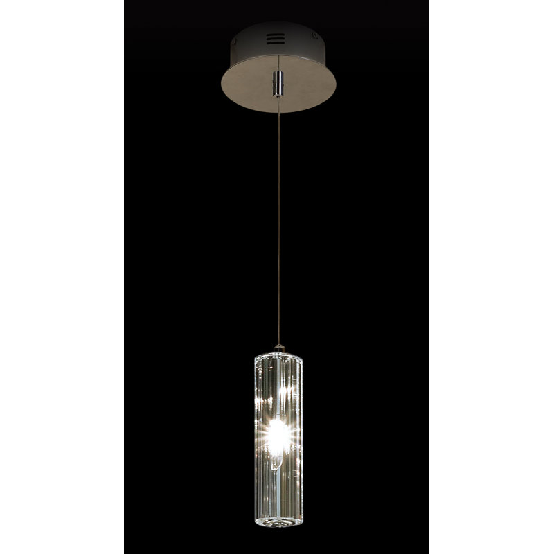 Contemporary Solo Crystal Pendant with Polished Chrome Finish